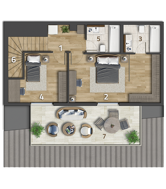 Köy Apartman Kat Planı 3+1 Daire Dubleks Ust Kat