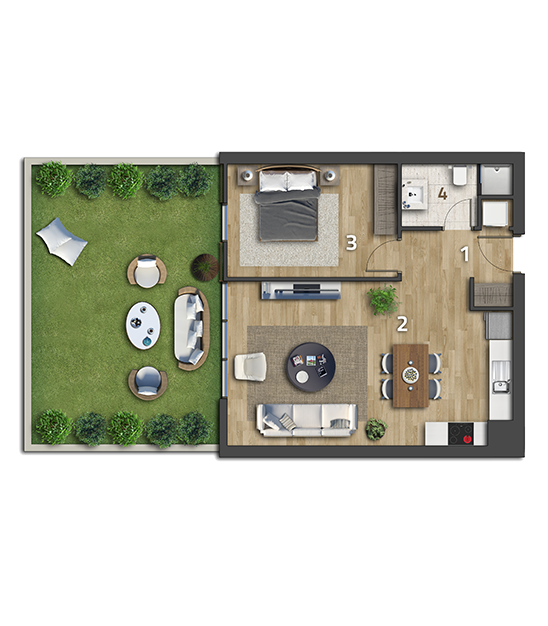 Köy Apartmanlar Köy Koru 1+1 Bahçe