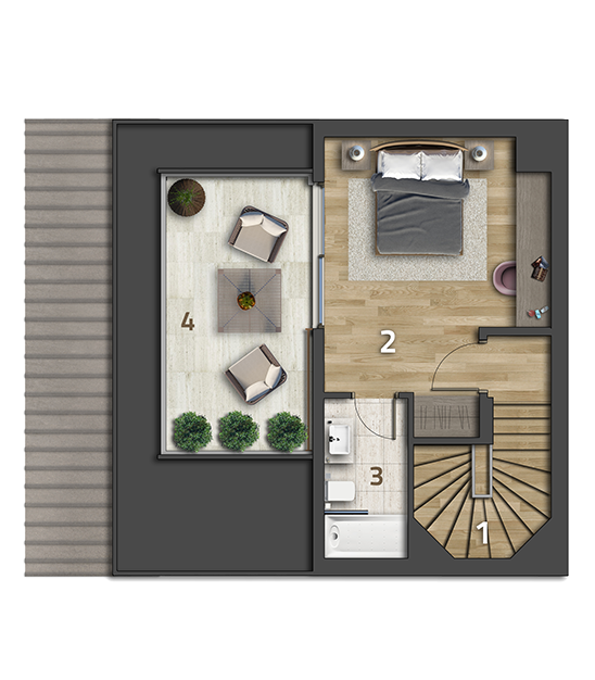Köy Apartmanlar Köy Koru 1+1 Dubleks Plus Üst Kat