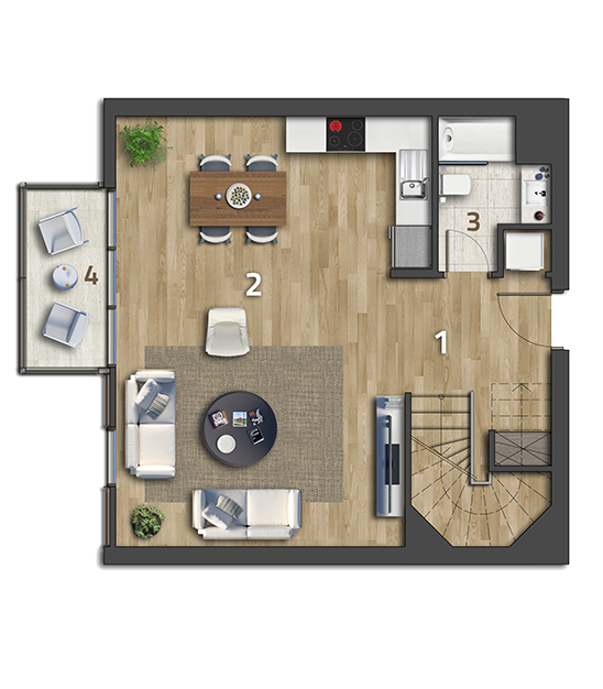 Köy Apartmanlar Köy Koru 1+1 Dubleks Plus Alt Kat