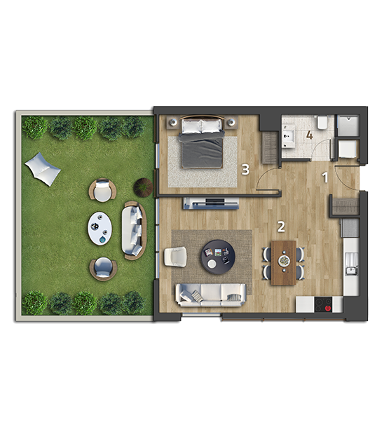 Köy Apartmanlar Köy Koru 1+1 Köşe Bahçe