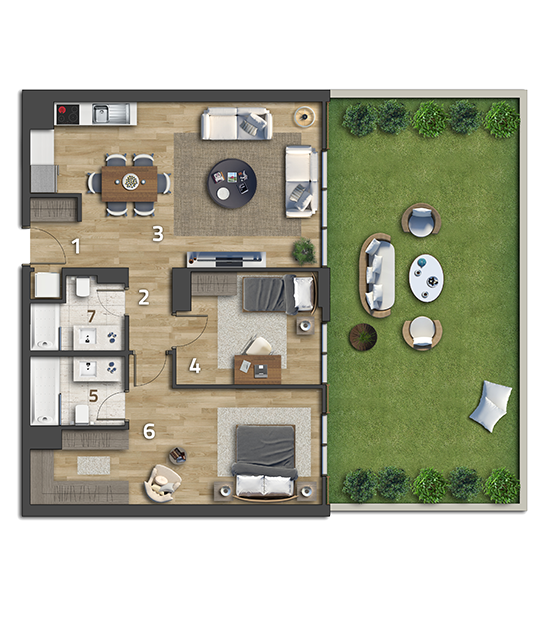 Köy Apartmanlar Köy Koru 2+1 Bahçe