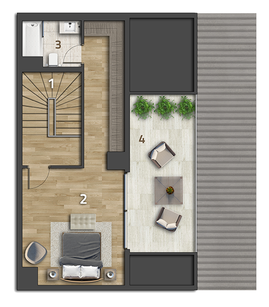Köy Apartmanlar Köy Koru 2+1 Köşe Dubleks Plus Üst Kat
