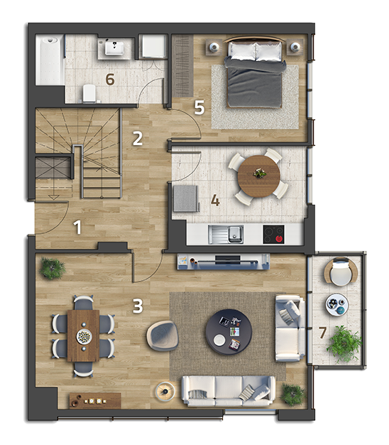 Köy Apartmanlar Köy Koru 2+1 Köşe Dubleks Alt Kat