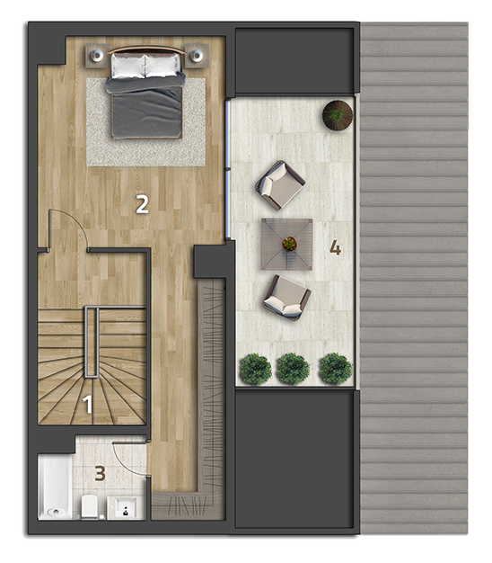 Köy Apartmanlar Köy Koru 2+1 Dubleks Üst Kat