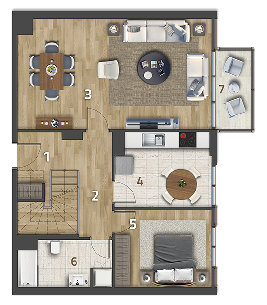 Köy Apartmanlar Köy Koru 2+1 Dubleks Alt Kat
