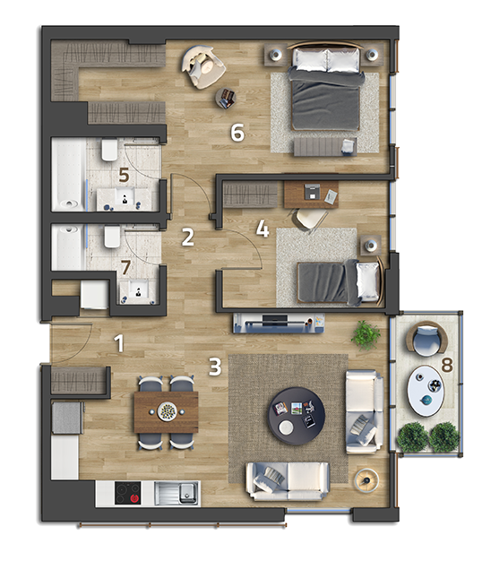Köy Apartmanlar Köy Koru 2+1 Köşe